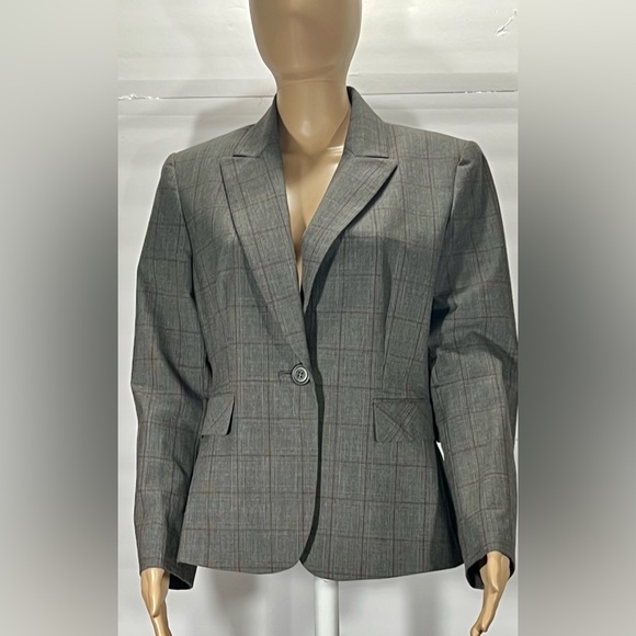 TAHARI GREY WITH BROWN STRIP SIZE 12P - Picture 1 of 5